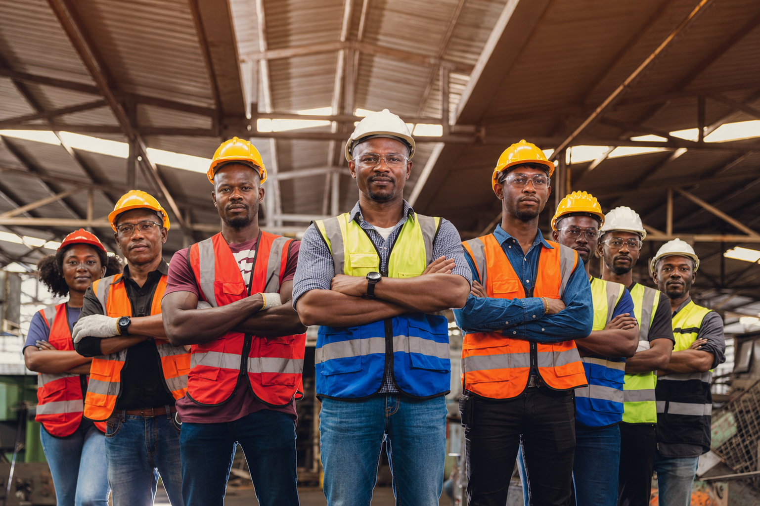 L'équipe pluridisciplinaire des 20V Engineering & Consulting sur un site industriel au Cameroun